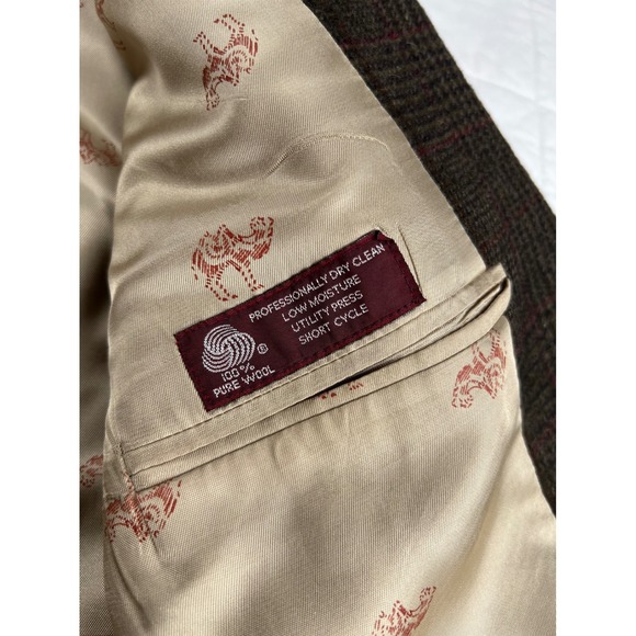 Vtg Jos A Bank 100% Wool Plaid Sport Coat Blazer 100% Camel Hair Lining 2 Button - Picture 5 of 11